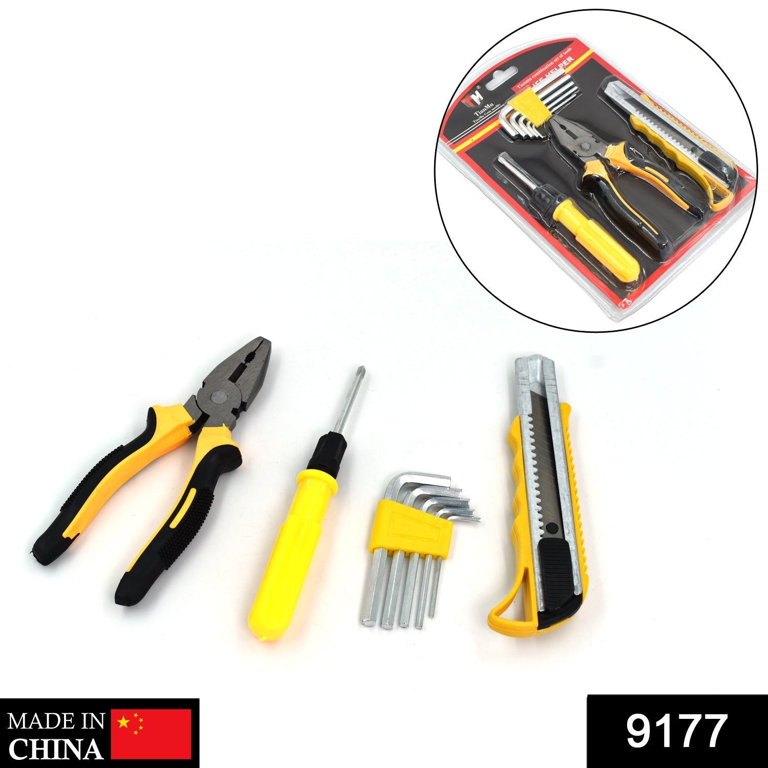 9177 Combo Tool Allen Key Set & Combination Plier With Screw Driver and Cutter DeoDap