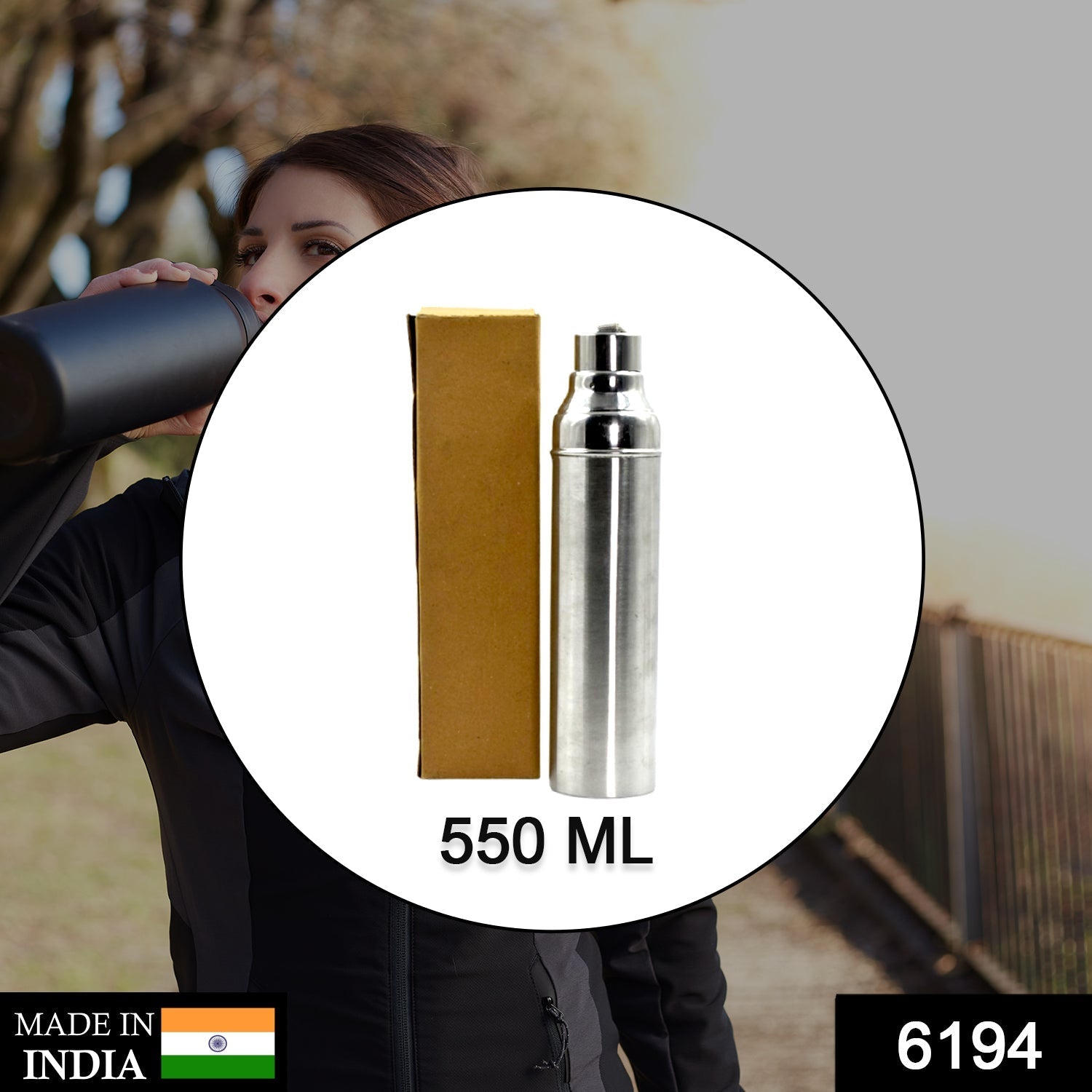 6194 Stainless steel Water bottle, 500ml, DeoDap