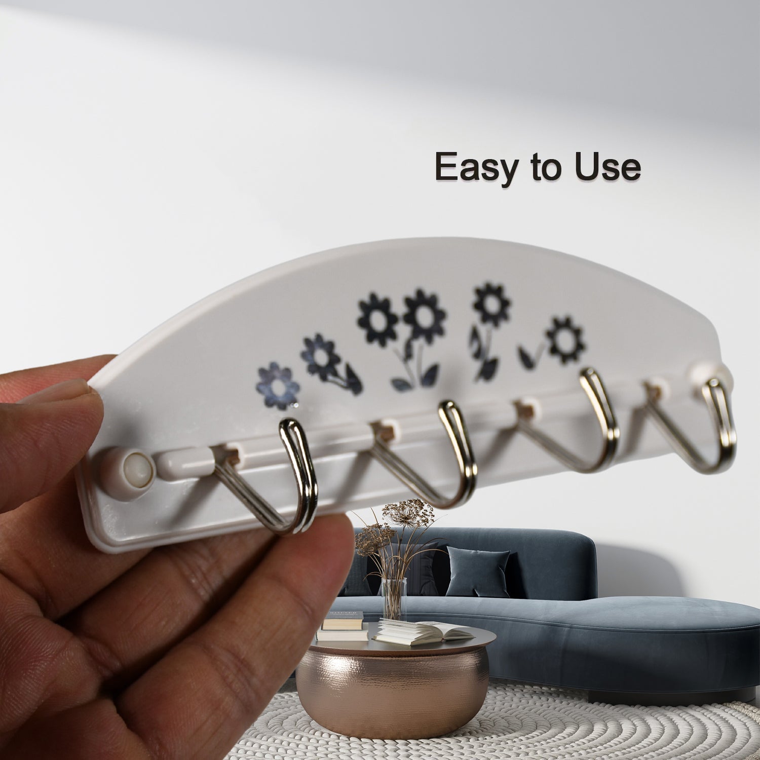 7901 Wall Adhesive Hook Hanger 4 Hooks Hanger  Strong Multipurpose Hanger Hooks DeoDap