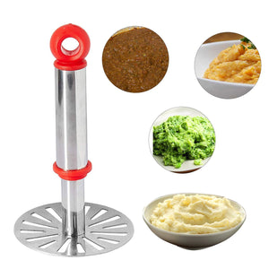 8123 Ganesh Potato/Pav Bhaji Masher with Plastic Handle, Silver & Plastic - Oval Pav Masher, Potato 1-Piece, Smasher Handle, Multicolor DeoDap