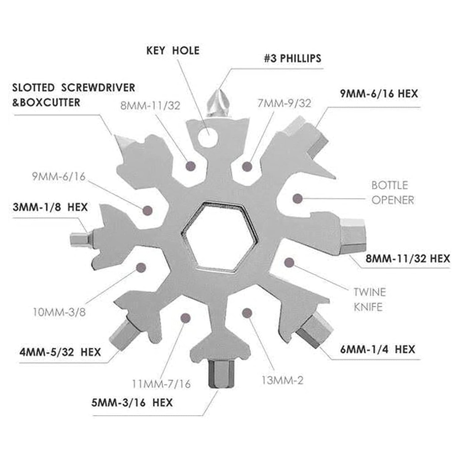 1787 Snowflake Multi-Tool Stainless Steel Snowflake Bottle Opener