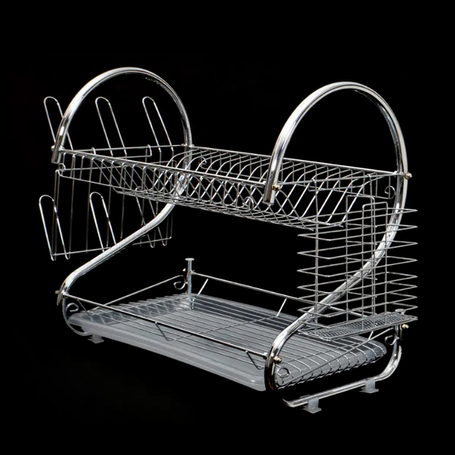 7670 Kitchen Dish Cup Drying Rack 2 Tier Drainer Dryer Tray Cutlery Holder Organizer 59cm DeoDap