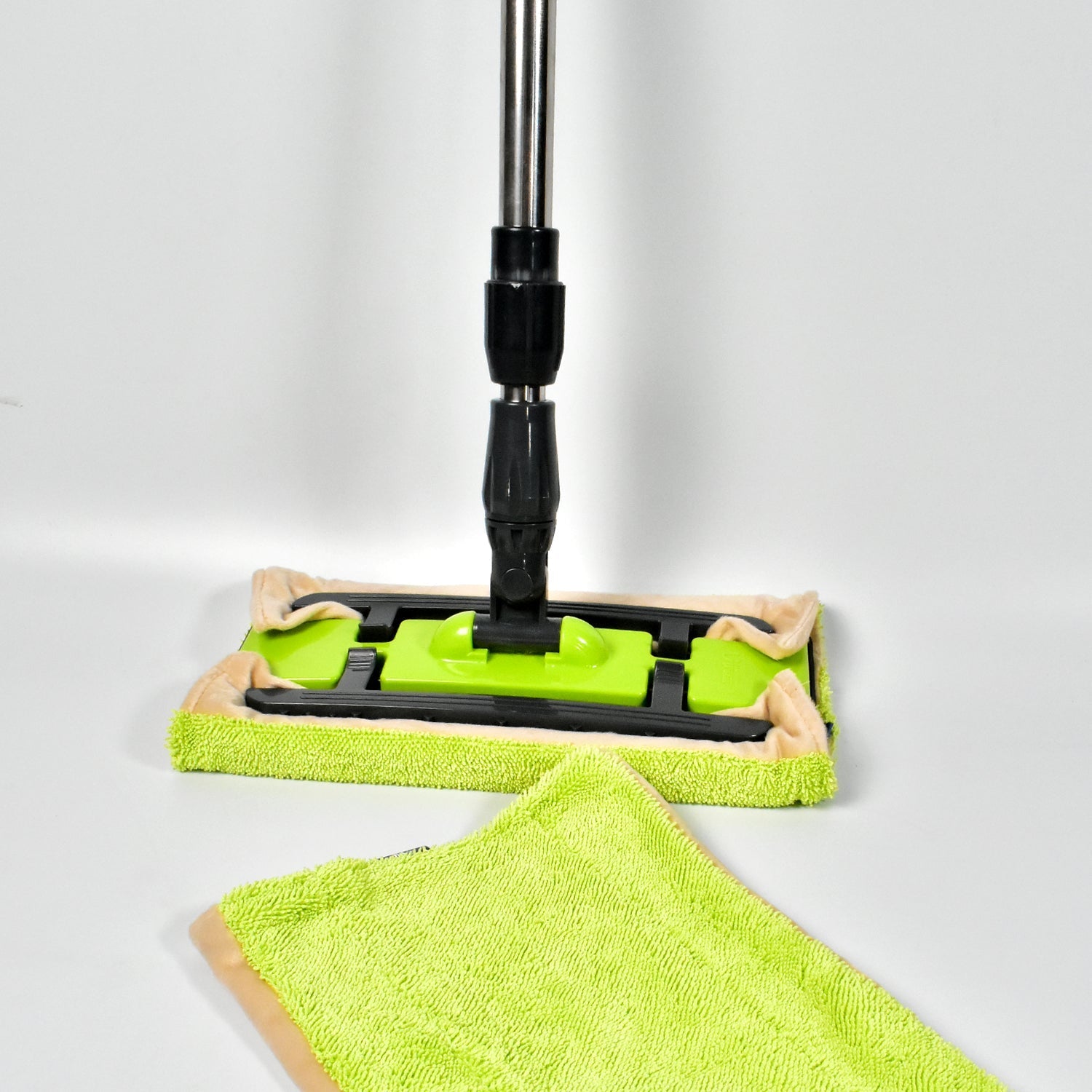 7870 DRY CLEANING FLAT MICROFIBER FLOOR CLEANING MOP WITH STEEL ROD LONG HANDLE DRY MOP DeoDap