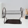 5950 2 Tier Dish Drying Rack Stainless Steel Large Dish Plate Rack Metal Strainer Dryer Racks Two Tier Dishes Drainer and Drain Tray with Utensil