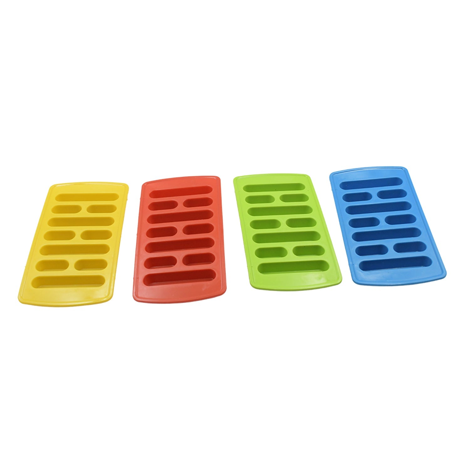 5791 , Easy to Release Flexible 10 Cubes ice Tray Easy Pop Out Flexible Plastic Long Stick Kit kat Shape Ice Cube Tray for Water Bottle & Refrigerators Pack of 4 Pcs , Multicolor