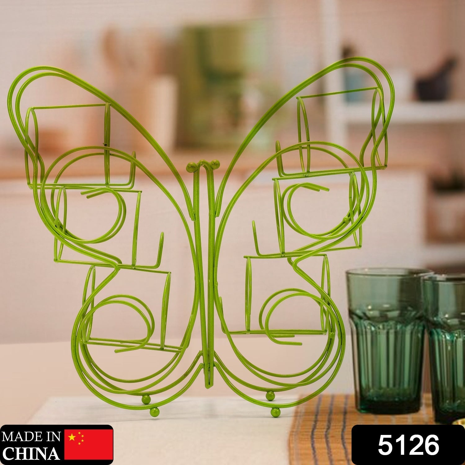 5126 Butterfly Shape Stainless Steel 6 Hole Glass Holder DeoDap