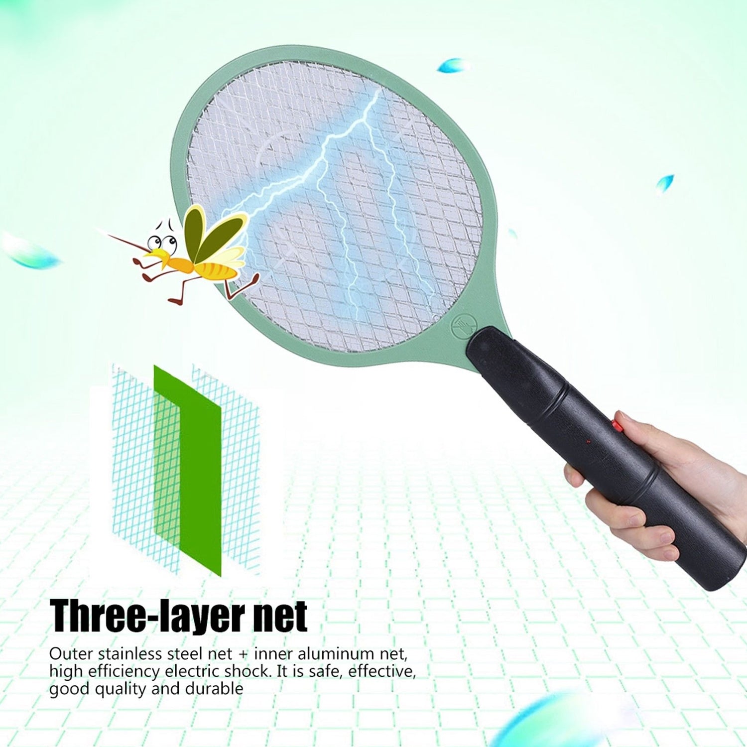 1724 Mosquito Killer Racket Rechargeable Handheld Electric Fly Swatter Mosquito Killer Racket Bat, Electric Insect Killer (Quality Assured) (with cable) DeoDap