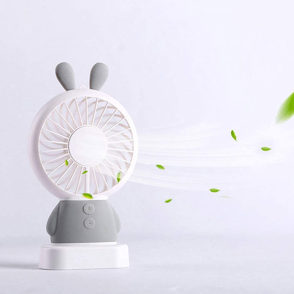 7633 Mini Portable Fan USB Rechargeable Handheld Rabbit Style Color Changing LED Light Pocket Desk Light Fan DeoDap