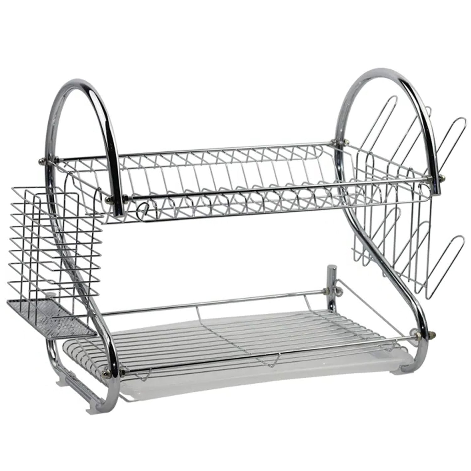 7671 DISH DRAINER TWO LAYER DISH DRYING RACK WITH DRAIN BOARD DeoDap