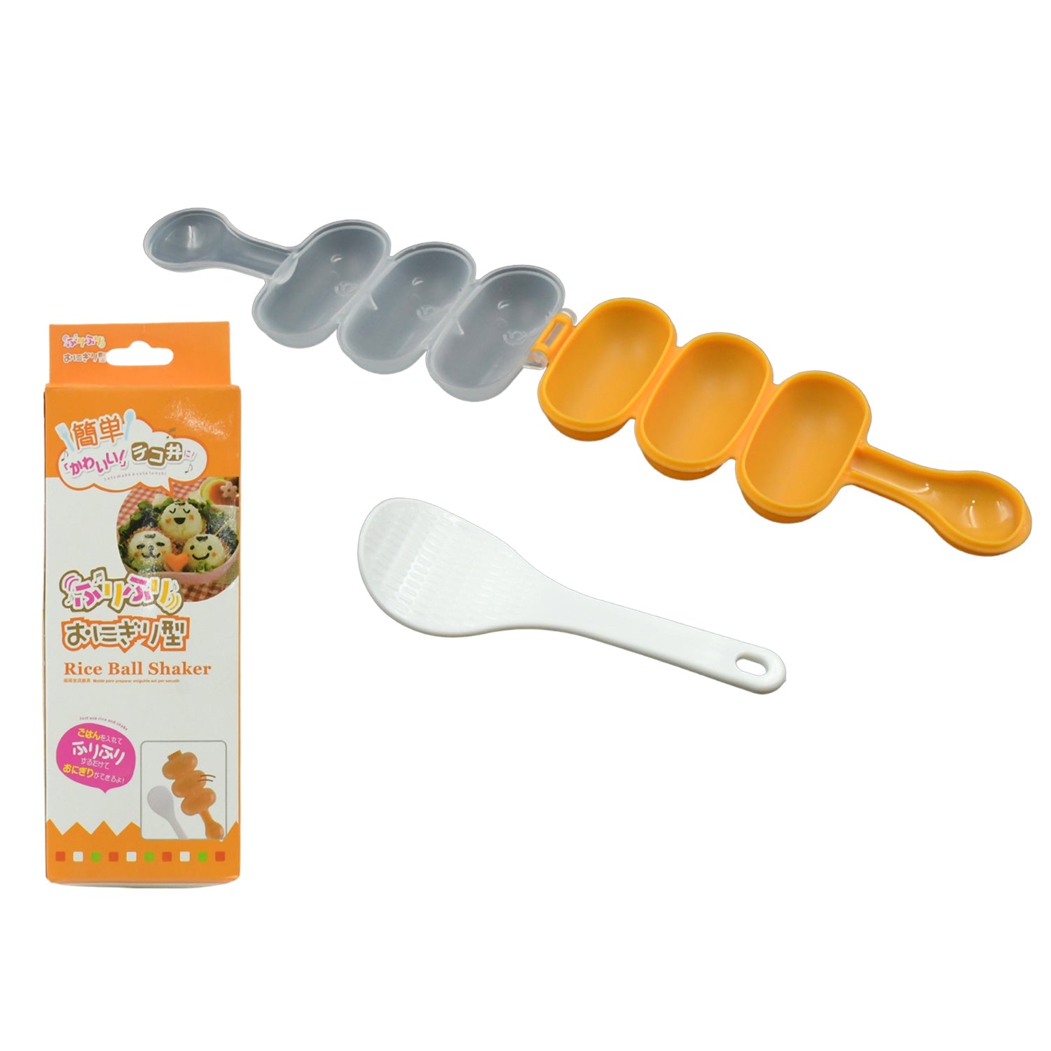 5826 Rice Ball Mould Shaker Sushi Roll Maker 3 Compartment Kitchen Tools for Kids Shake DIY Lunch with a Mini Rice Paddle for Home Party Meal Make, Kids DIY Lunch Maker Mould