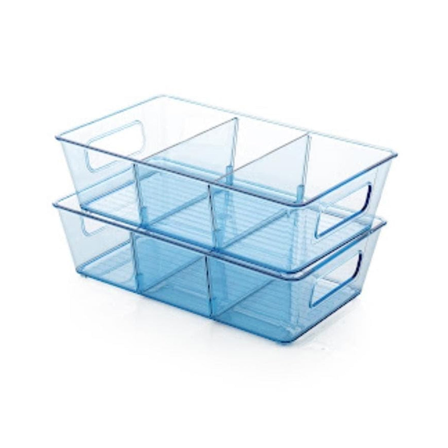 5776 Plastic Refrigerator Organizer Bins, Set Of 2 Stackable Fridge Organizers with Handle, Clear Organizing Food Fruit Vegetables Pantry Storage Bins for Freezer kitchen Cabinet Organization and Storage (2 Pcs Set Mix Color)