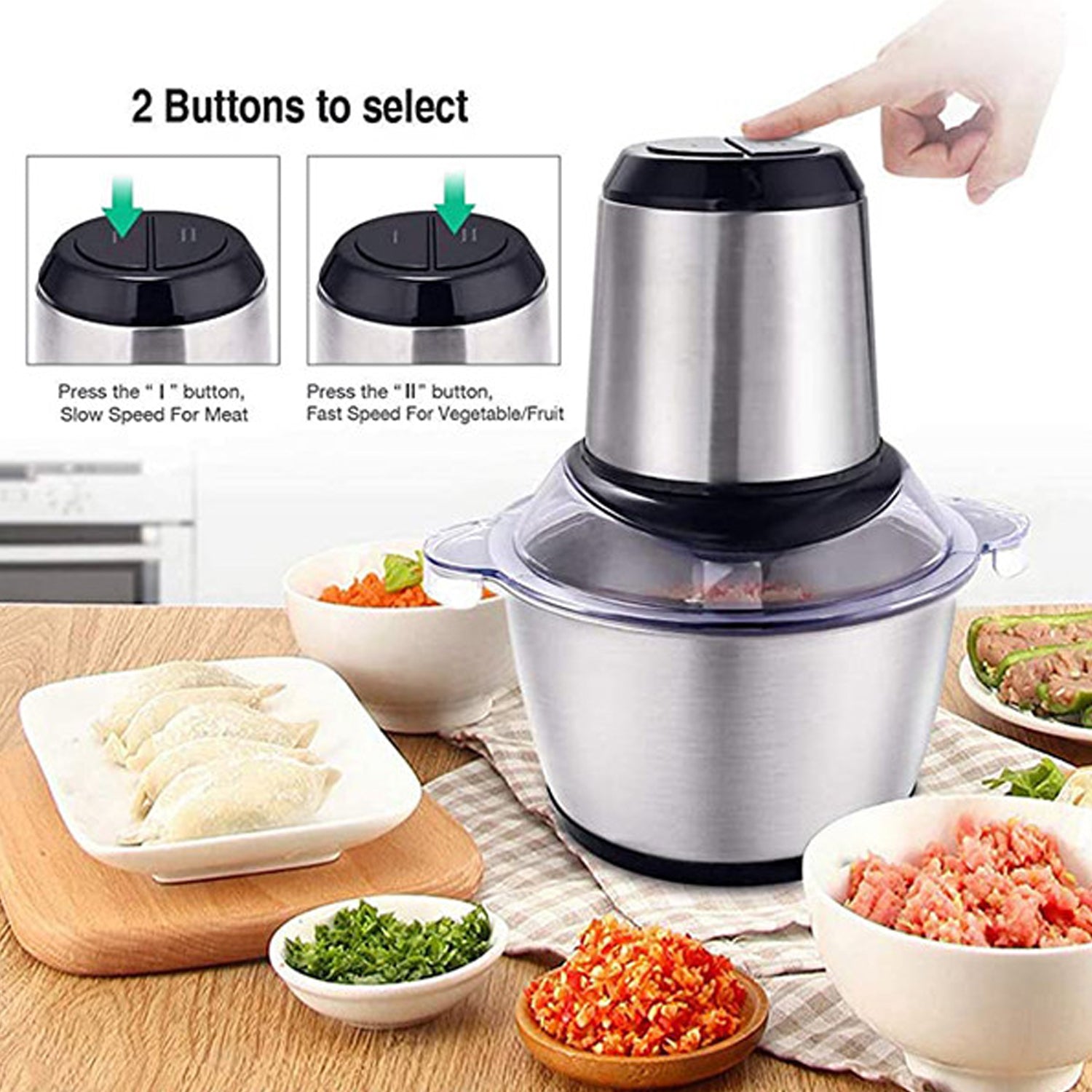 2363 Stainless Steel Electric Meat Grinders with Bowl Heavy for Kitchen Food Chopper, Meat, Vegetables, Onion , Garlic Slicer Dicer, Fruit & Nuts Blender (3L, 300Watts) DeoDap