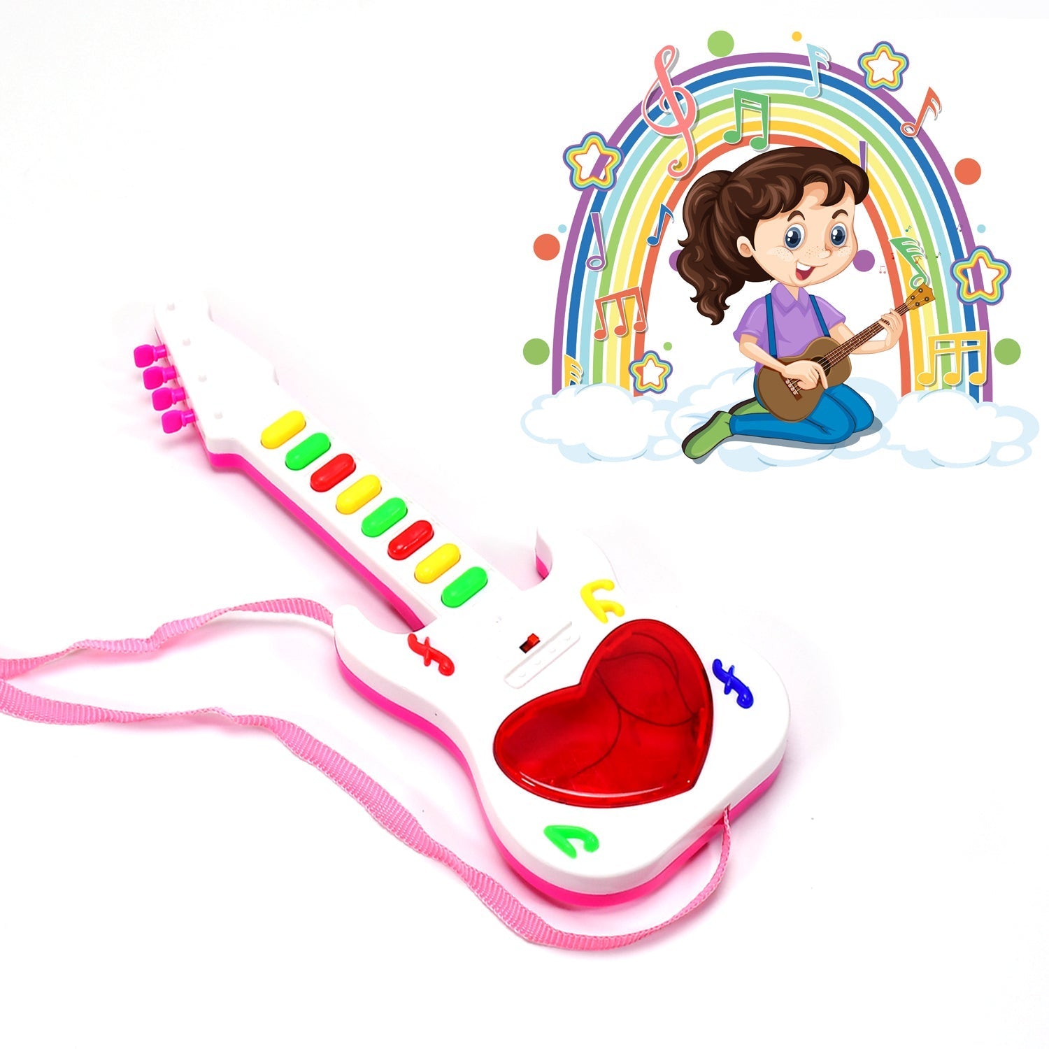 4464 Battery Operated Musical Instruments Mini Guitar Toys and Light for 3+Years Old Kids. DeoDap