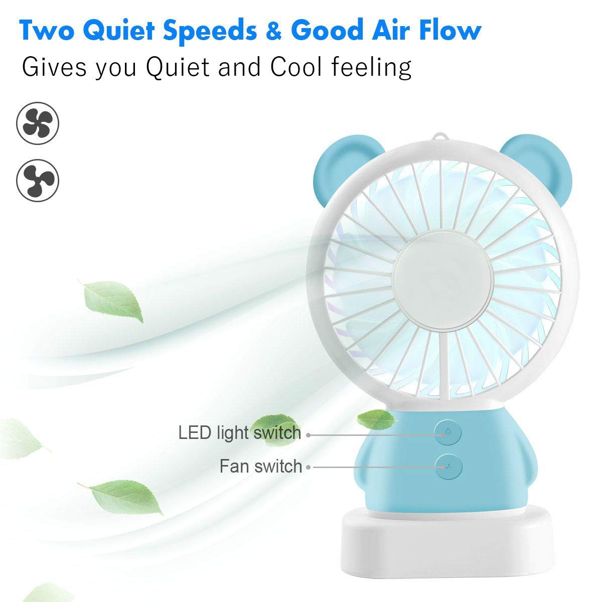 7632 MINI PORTABLE FAN USB RECHARGEABLE HANDHELD BEAR STYLE COLOR CHANGING LED LIGHT POCKET DESK LIGHT FAN DeoDap