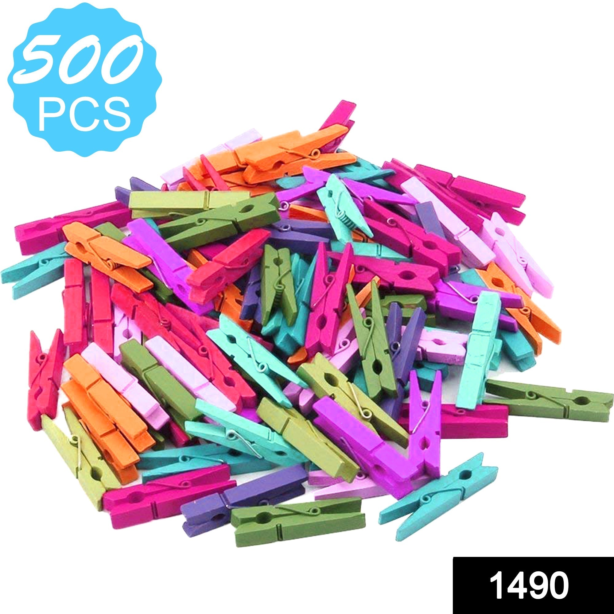 1490 Multipurpose Wooden Clips /Cloth Pegs (Large, 500 Pcs) DeoDap