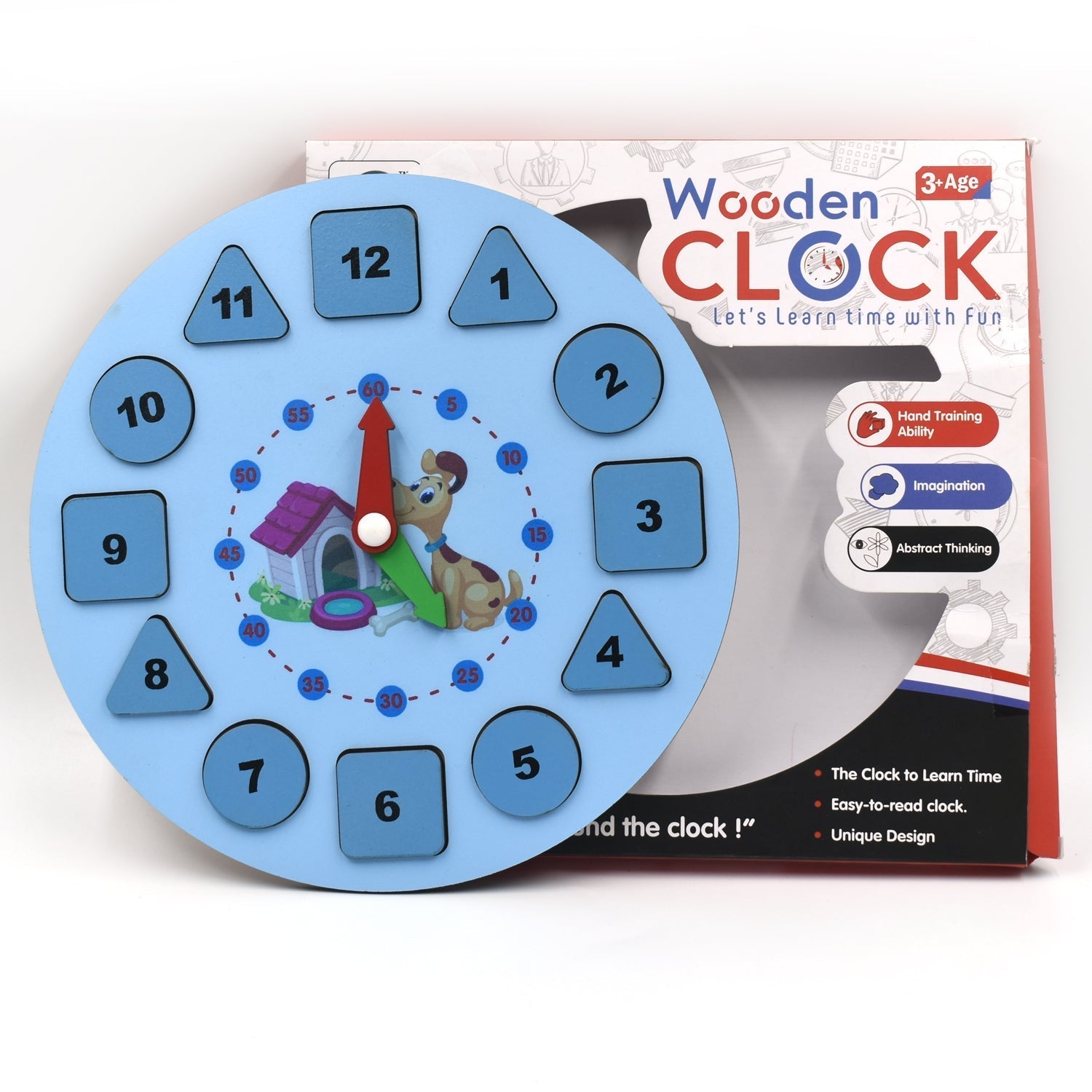 1949 AT49 Wooden Clock Toy and game for kids and babies for playing and enjoying purposes. DeoDap