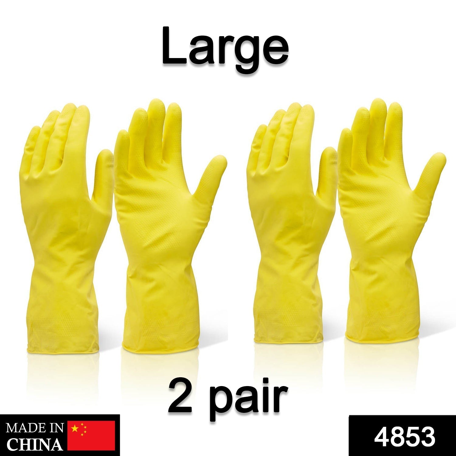 4853 Pair Of 2 Large Yellow Gloves For Types Of Purposes Like Washing Utensils, Gardening And Cleaning Toilet Etc. DeoDap