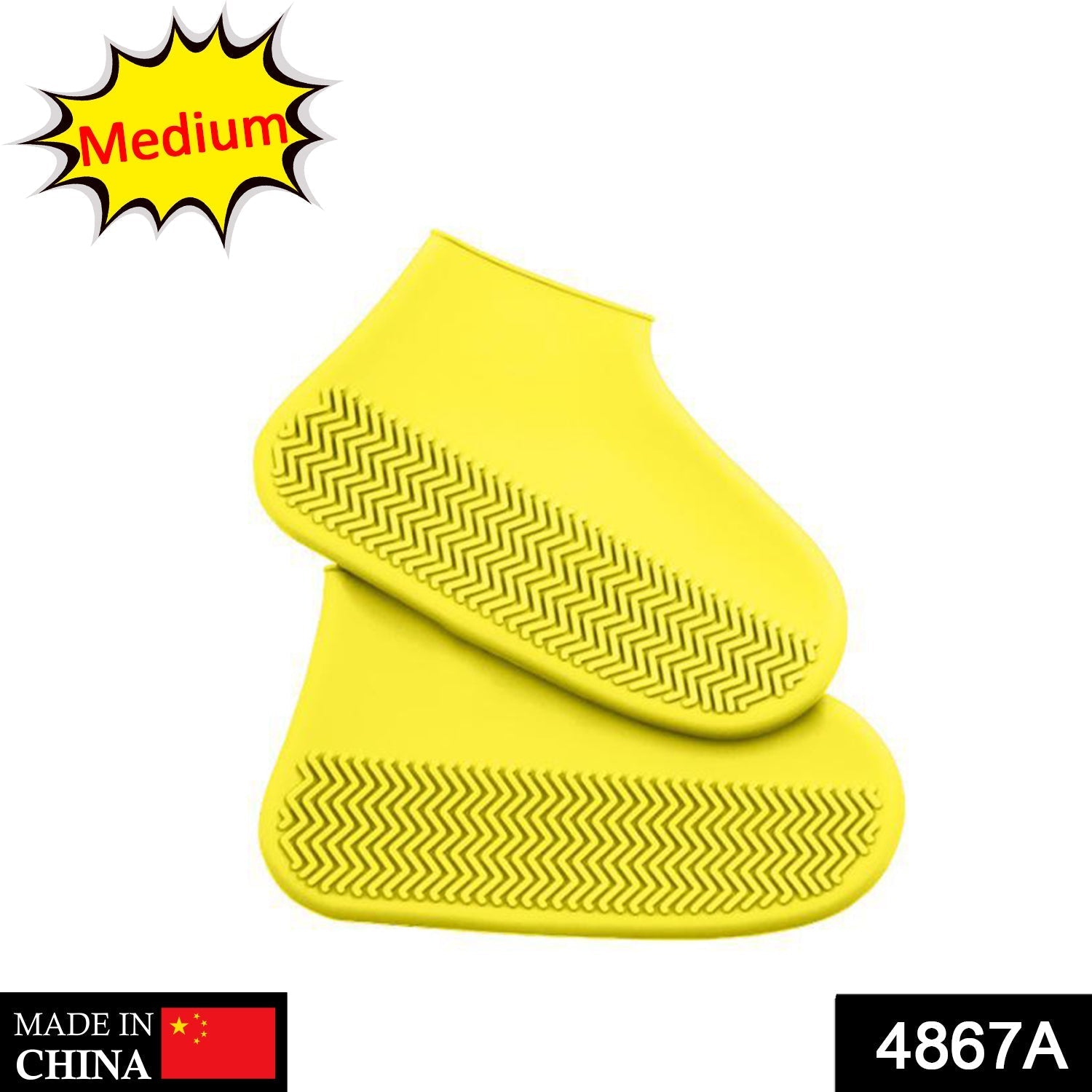 4867A NON-SLIP SILICONE RAIN REUSABLE ANTI SKID WATERPROOF FORDABLE BOOT SHOE COVER (MEDIUM) DeoDap