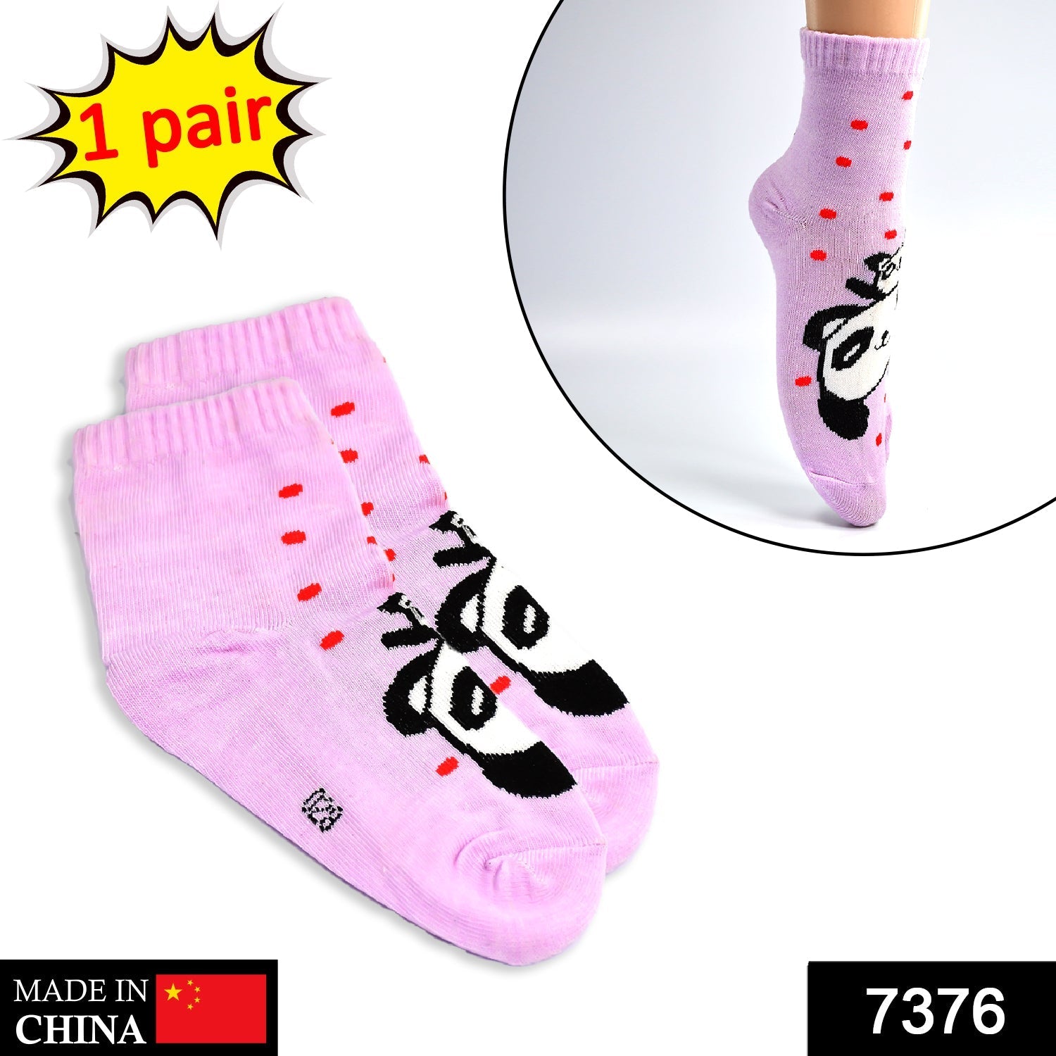 7376 1PAIR PANDA DESIGN SOCKS FOR WOMEN DeoDap