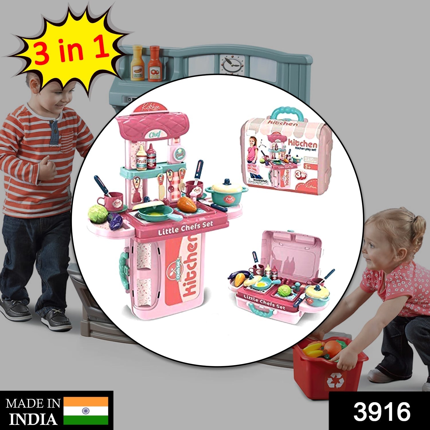 3916 Kitchen Cooking Set used in all kinds of household and official places specially for kids and children for their playing and enjoying purposes. DeoDap