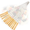 2228 Barbecue Skewers for BBQ Tandoor and Gril with Wooden Handle - Pack of 12 DeoDap