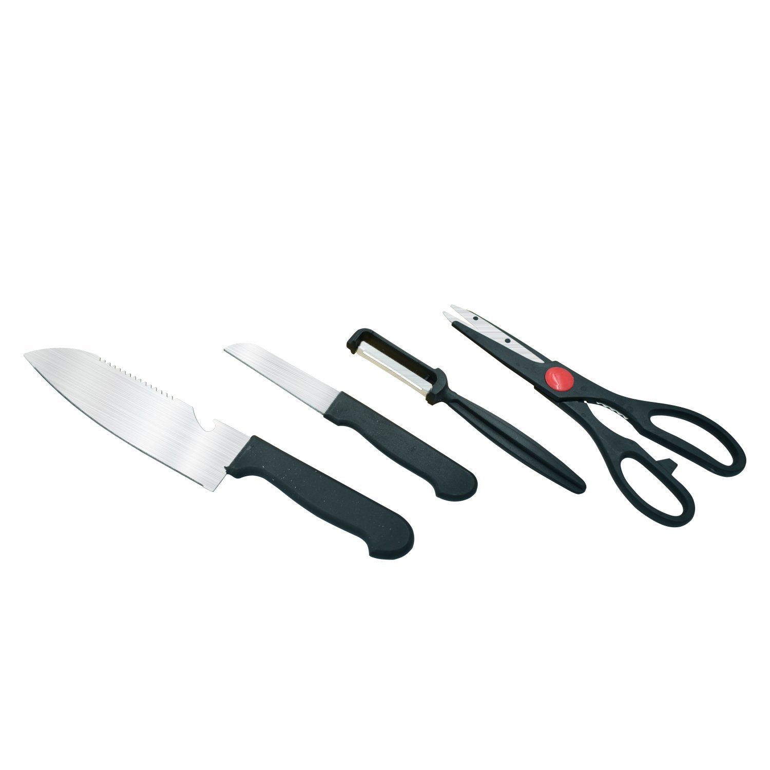 2576 Stainless Kitchen Tool Set (Butcher Knife, Standard Knife, Peeler and Kitchen Scissor) - 4 Pcs DeoDap