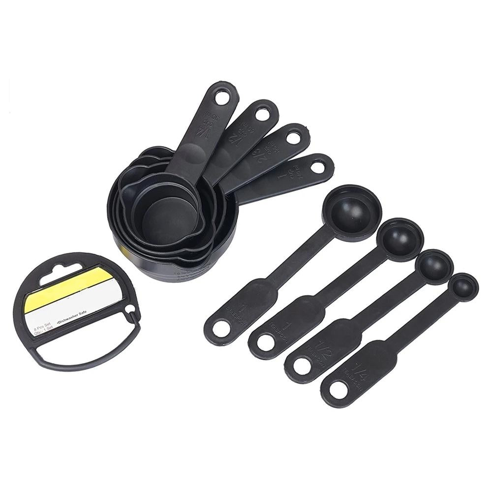 106 Plastic Measuring Cups and Spoons (8 Pcs, Black) Royal -X Impex