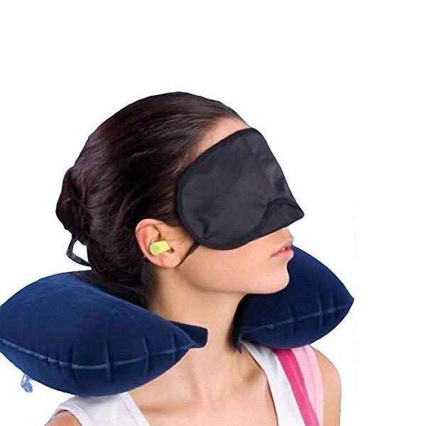 505 -3-in-1 Air Travel Kit with Pillow, Ear Buds & Eye Mask Royal -X Impex WITH BZ LOGO