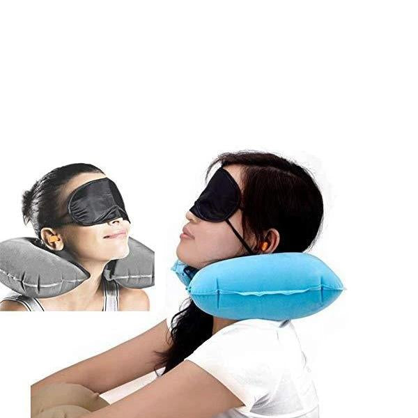 505 -3-in-1 Air Travel Kit with Pillow, Ear Buds & Eye Mask Royal -X Impex WITH BZ LOGO