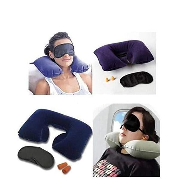 505 -3-in-1 Air Travel Kit with Pillow, Ear Buds & Eye Mask Royal -X Impex WITH BZ LOGO