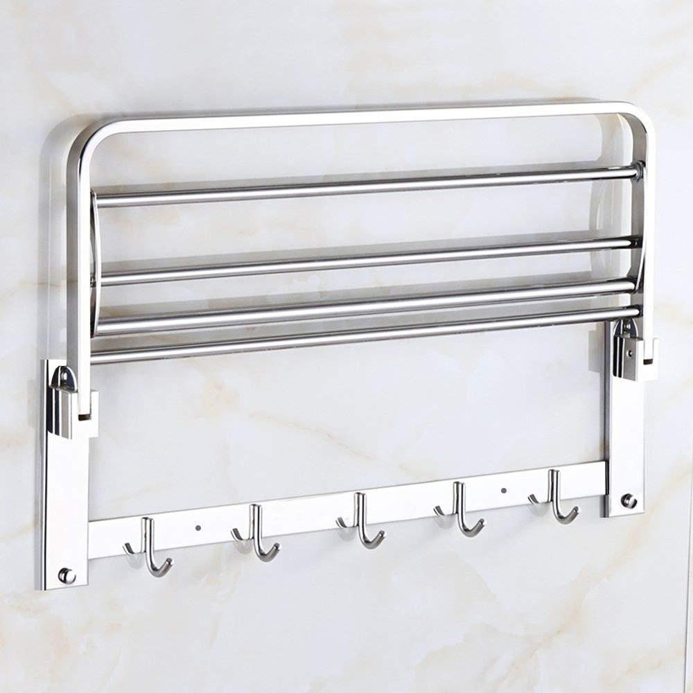 314_Bathroom Accessories Stainless Steel Folding Towel Rack DeoDap