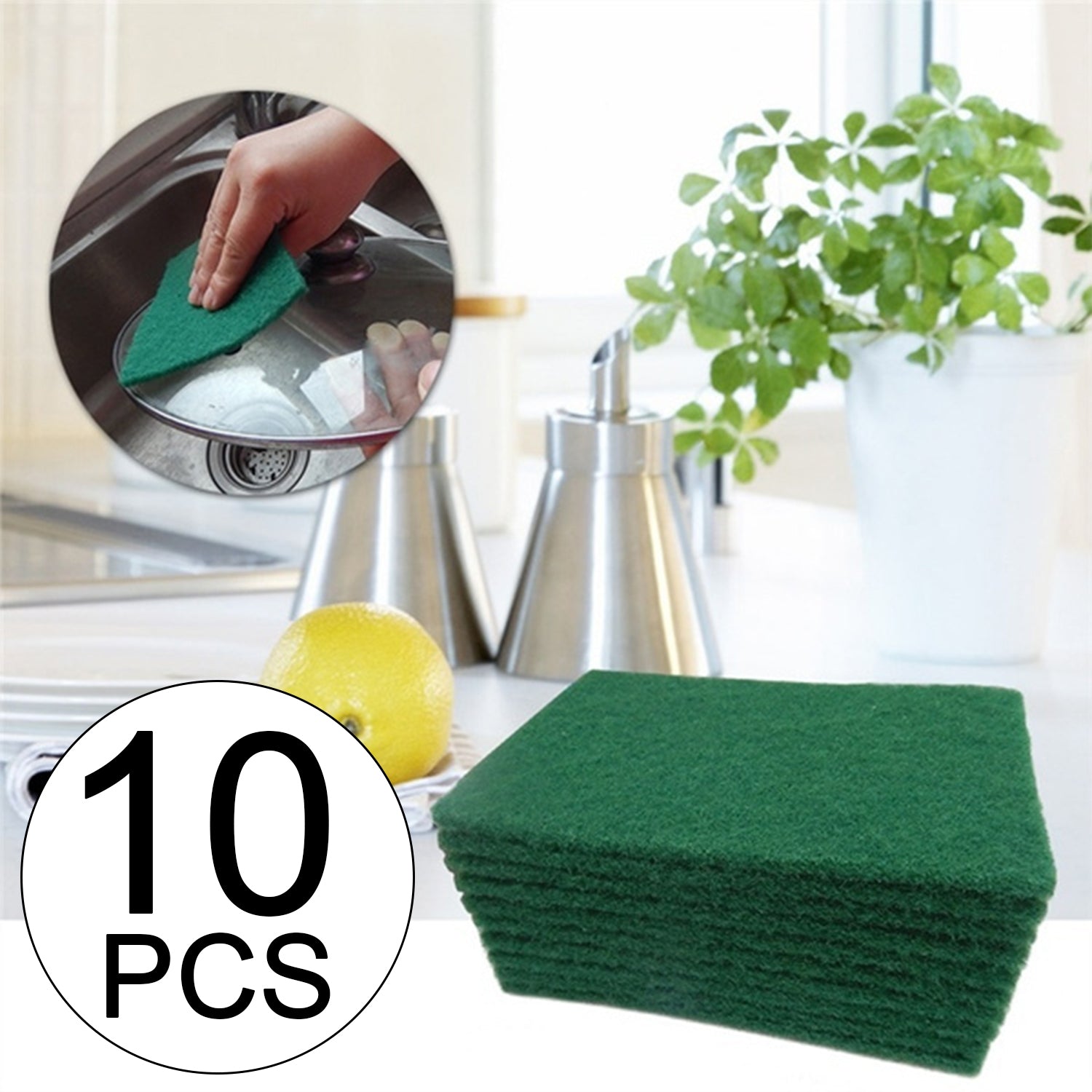 1495 Green Kitchen Scrubber Pads for Utensils/Tiles Cleaning DeoDap