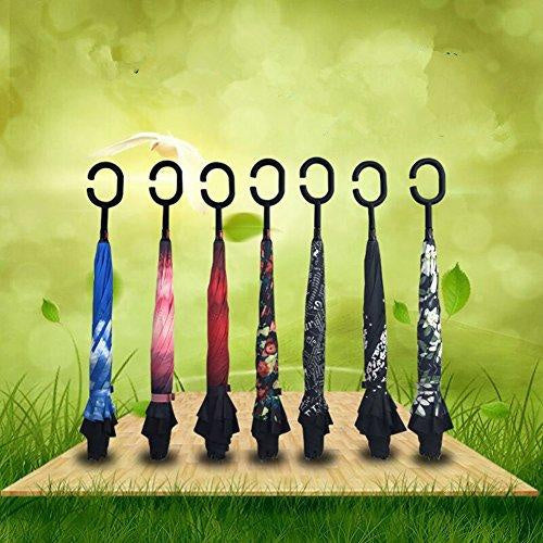 0233 Printed Travel Windproof Umbrella (Reverse Umbrella) DeoDap