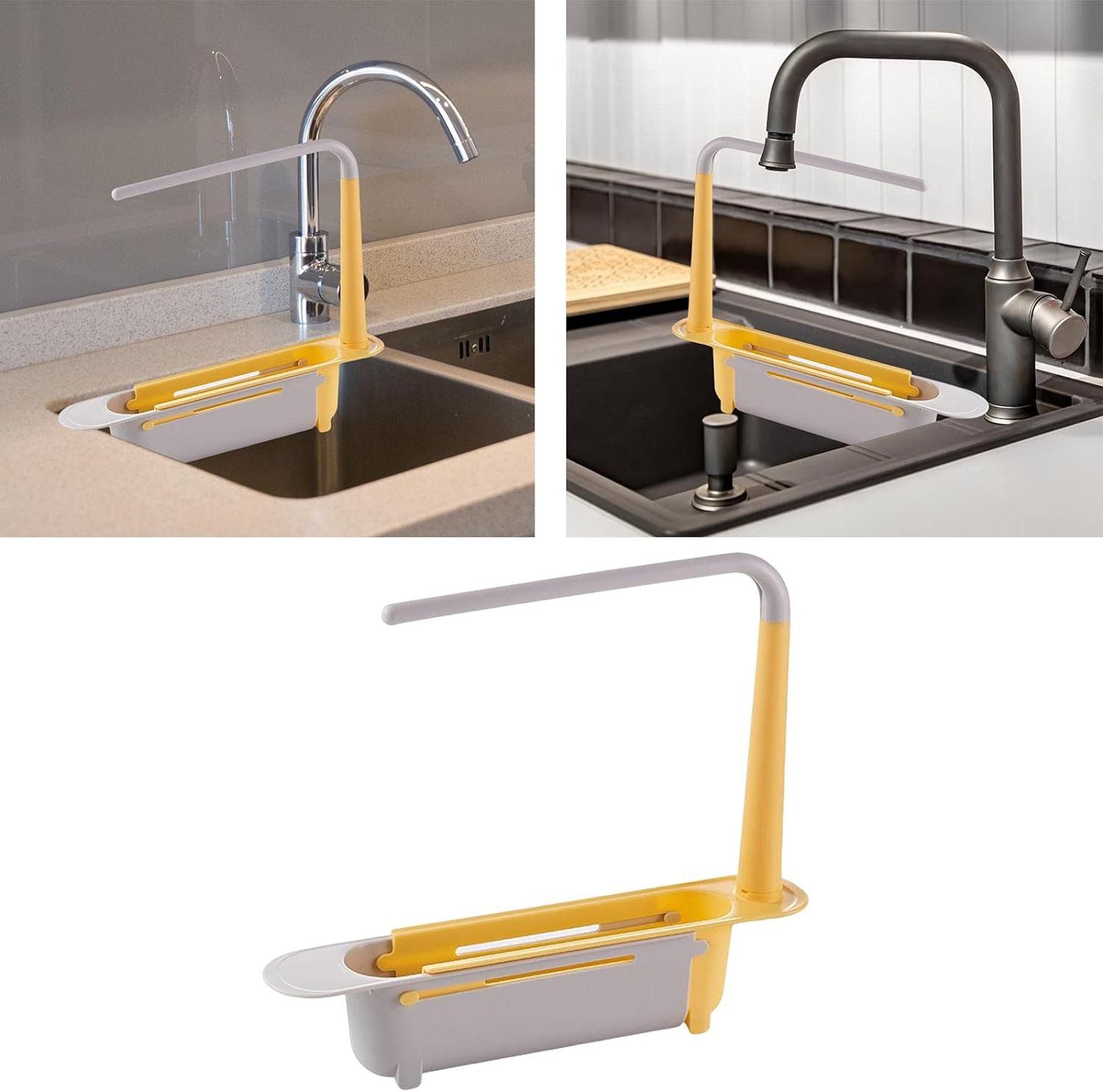 7723 Telescopic Sink Storage Rack Material Kitchen Rag Rack Dishwashing Organizer Shelf Drain Basket Pp Under Sink Organizers ( Mic Color 1 Pc)