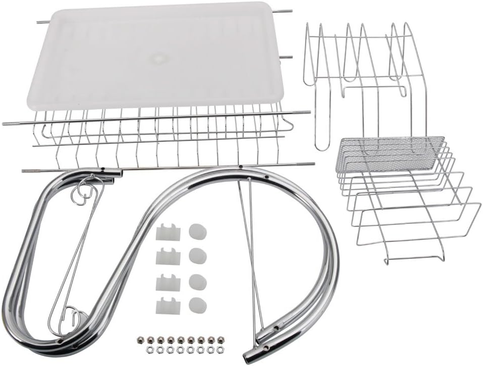 7793 STAINLESS STEEL RECTANGLE DISH DRAINER RACK / BASKET WITH DRIP TRAY