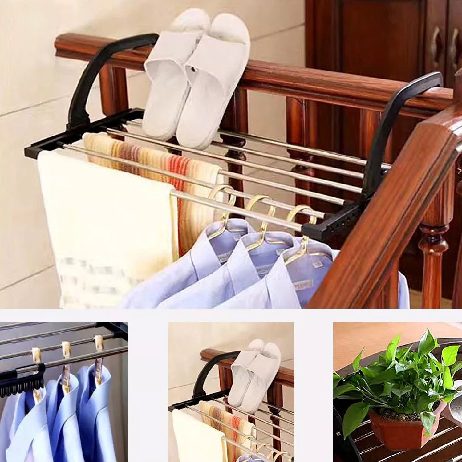 7619 Small Hanging Rack Cloth Drying Rack for Home, Balcony, and Window DeoDap