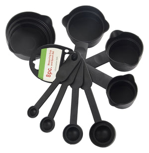 106 Plastic Measuring Cups and Spoons (8 Pcs, Black) Royal -X Impex