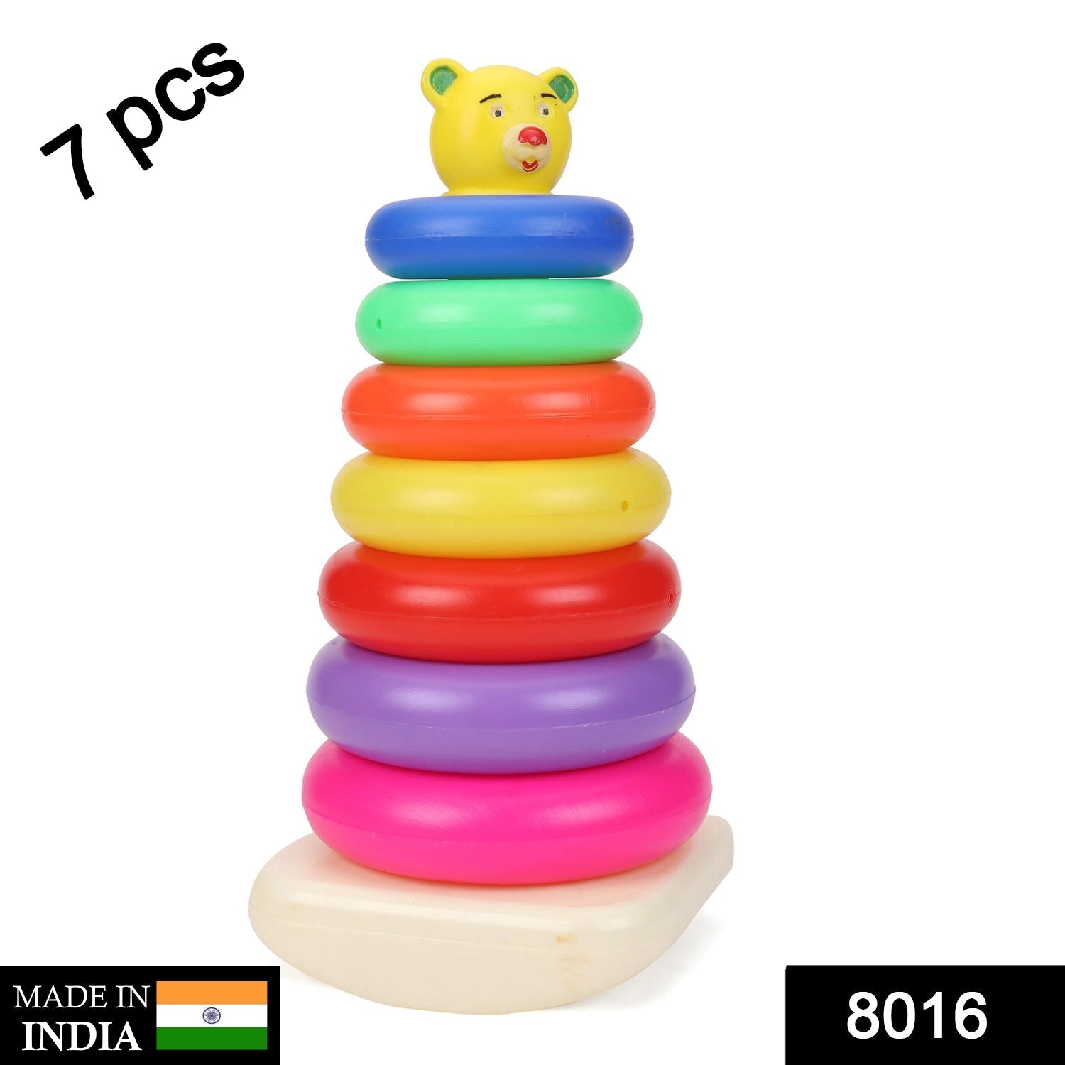 8016 Plastic Baby Kids Teddy Stacking Ring Jumbo Stack Up Educational Toy 7pc DeoDap