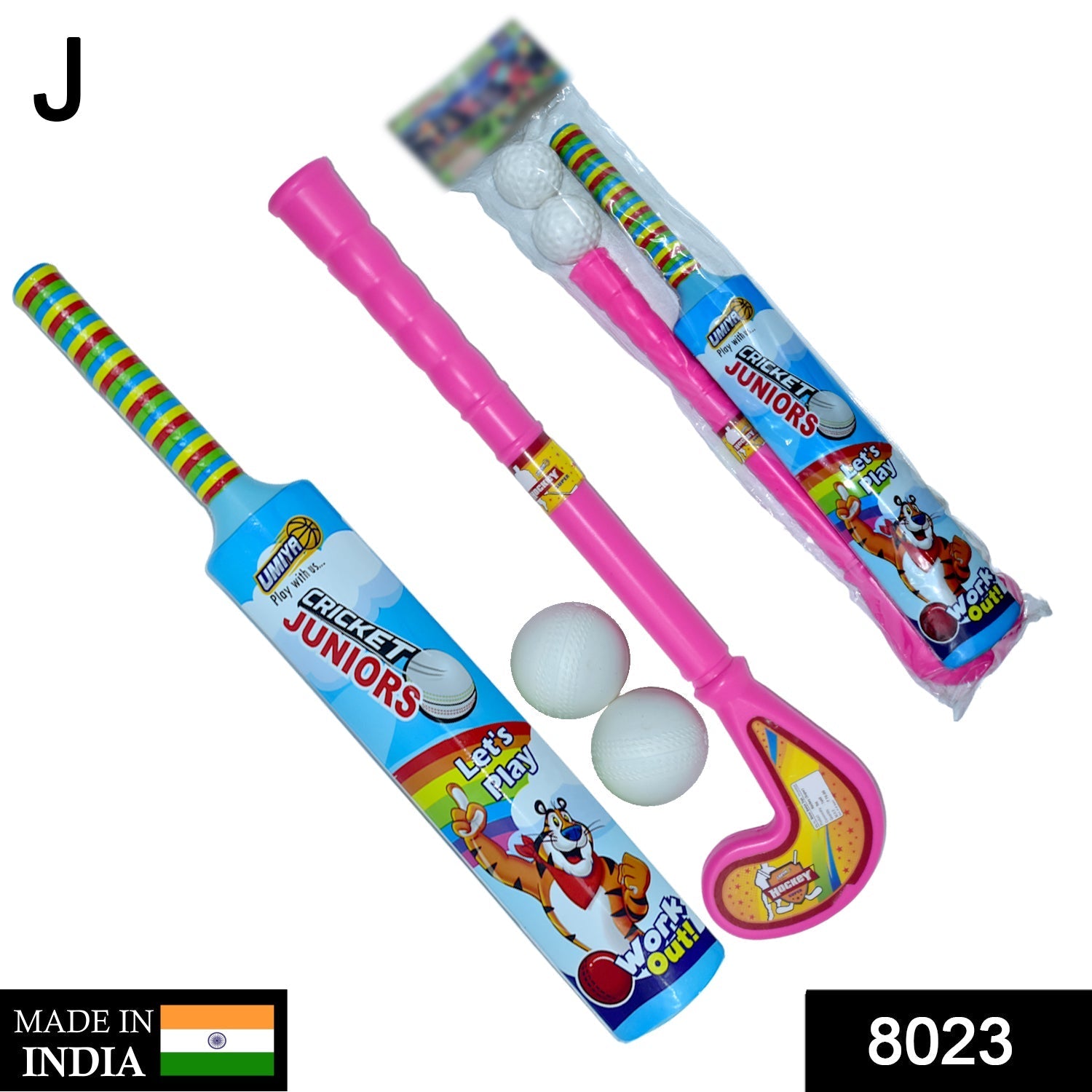 8023 Combo of Light Weight Plastic Bat, Ball & Hockey for Kids DeoDap