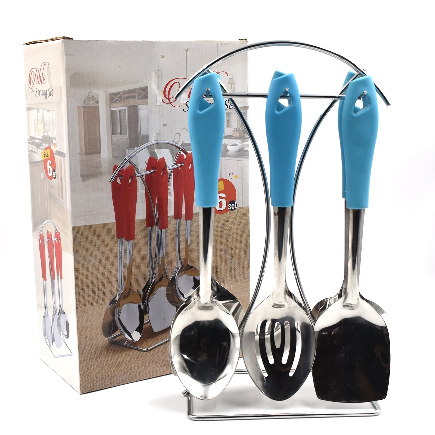 2701 6 Pc SS Serving Spoon stand used in all kinds of household and kitchen places for holding spoons etc. DeoDap