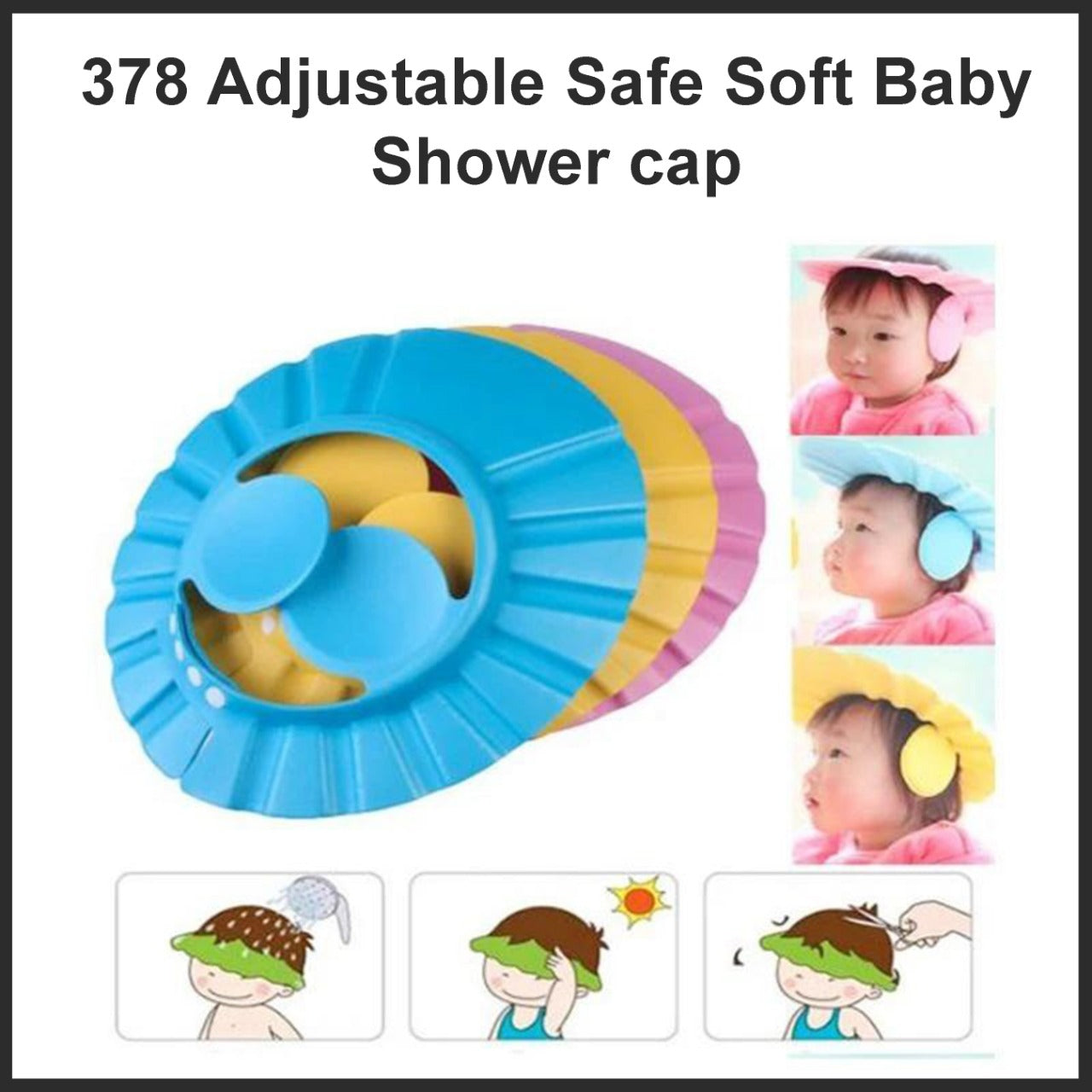 0378 Adjustable Safe Soft Baby Shower cap Royal -X Impex