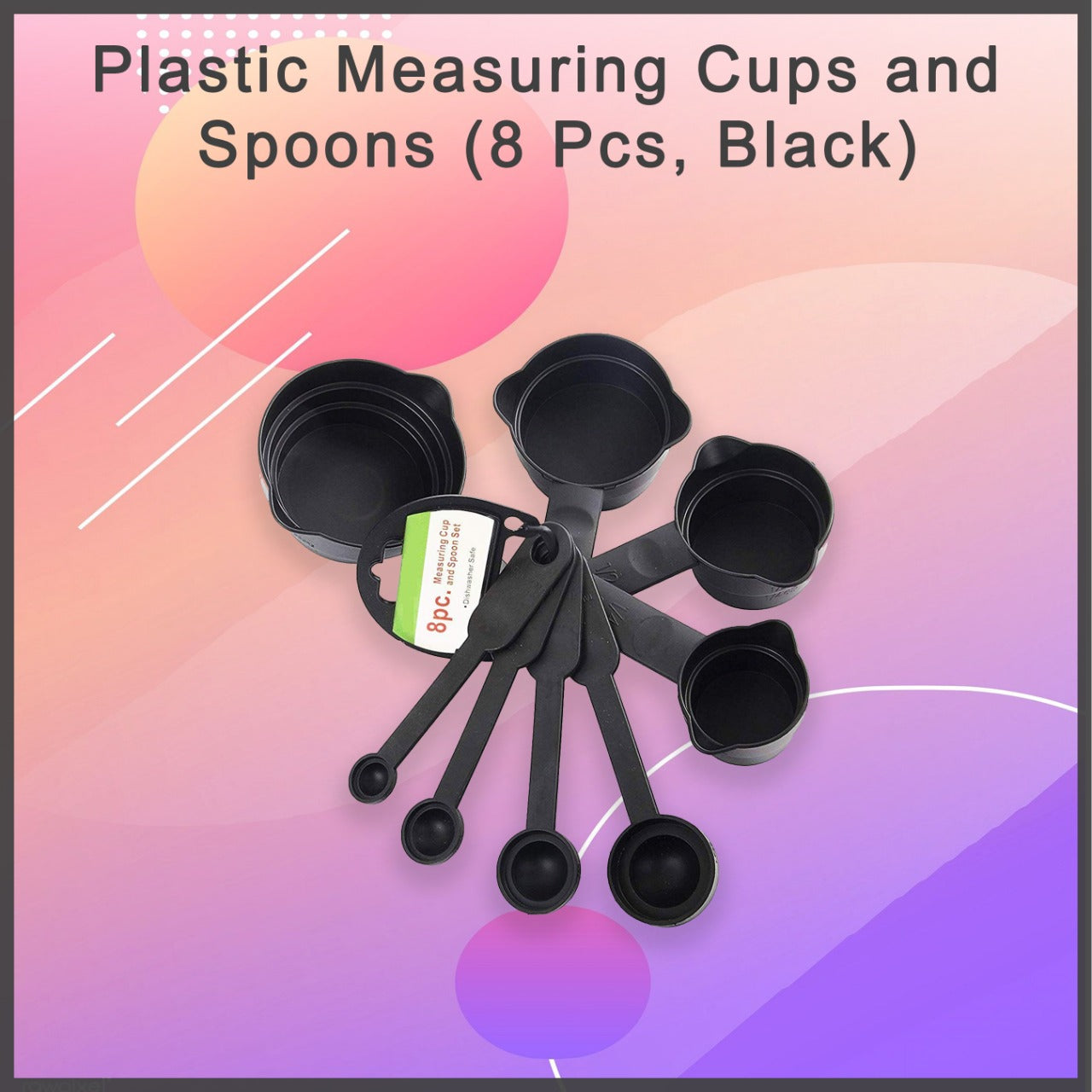 106 Plastic Measuring Cups and Spoons (8 Pcs, Black) Royal -X Impex