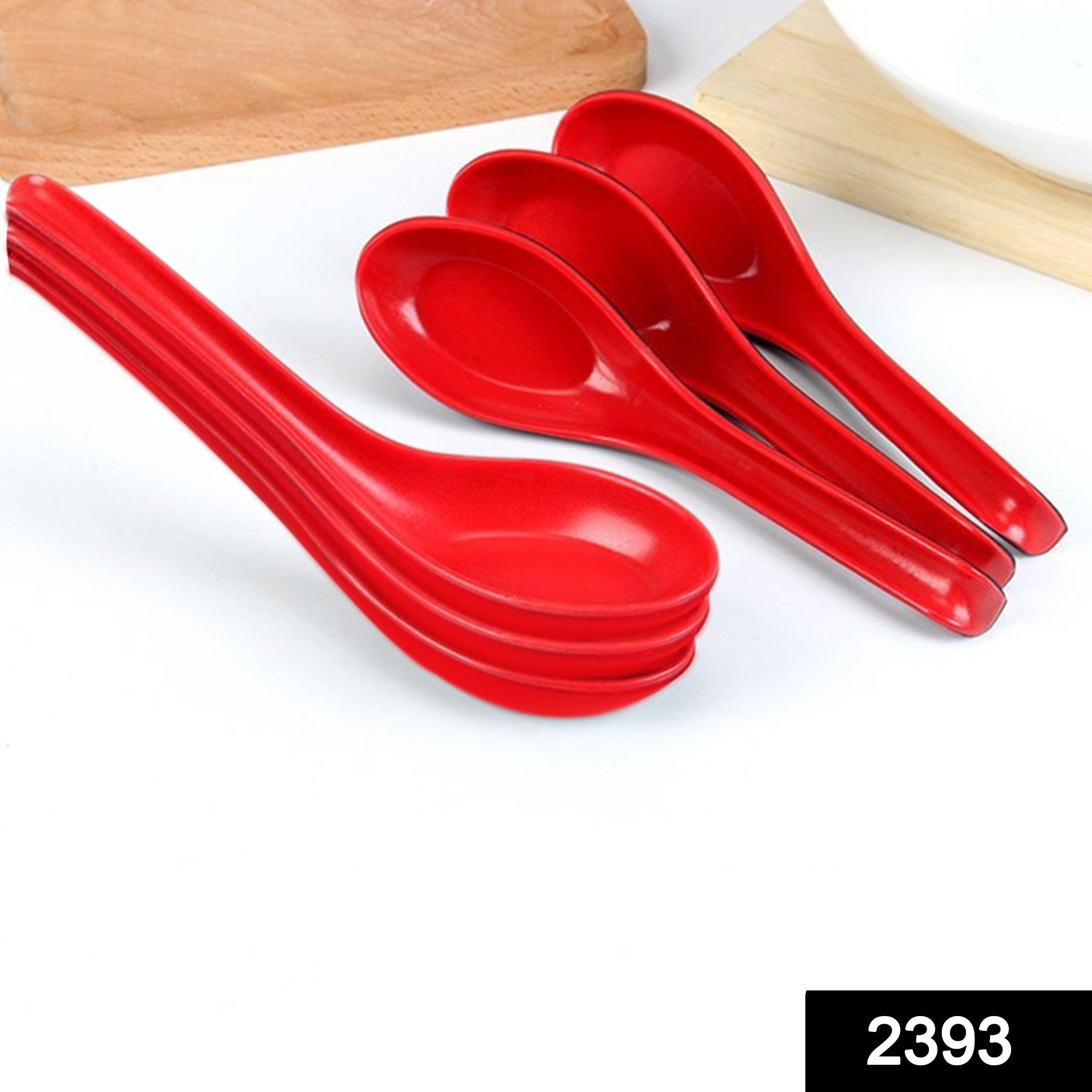 2393 Microwave Safe, Unbreakable, Colorful Soup/Dessert Spoons, Food Grade Set of 6 Pcs, DeoDap