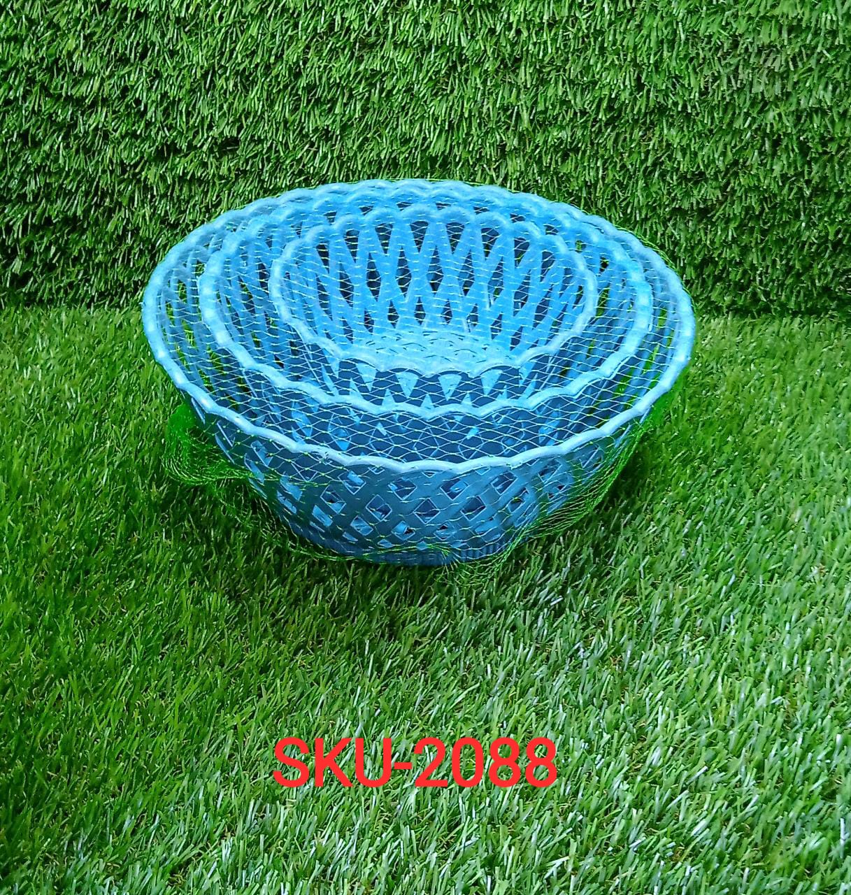 2088 Multipurpose Round Storage Plastic Basket Tray (3pcs) DeoDap